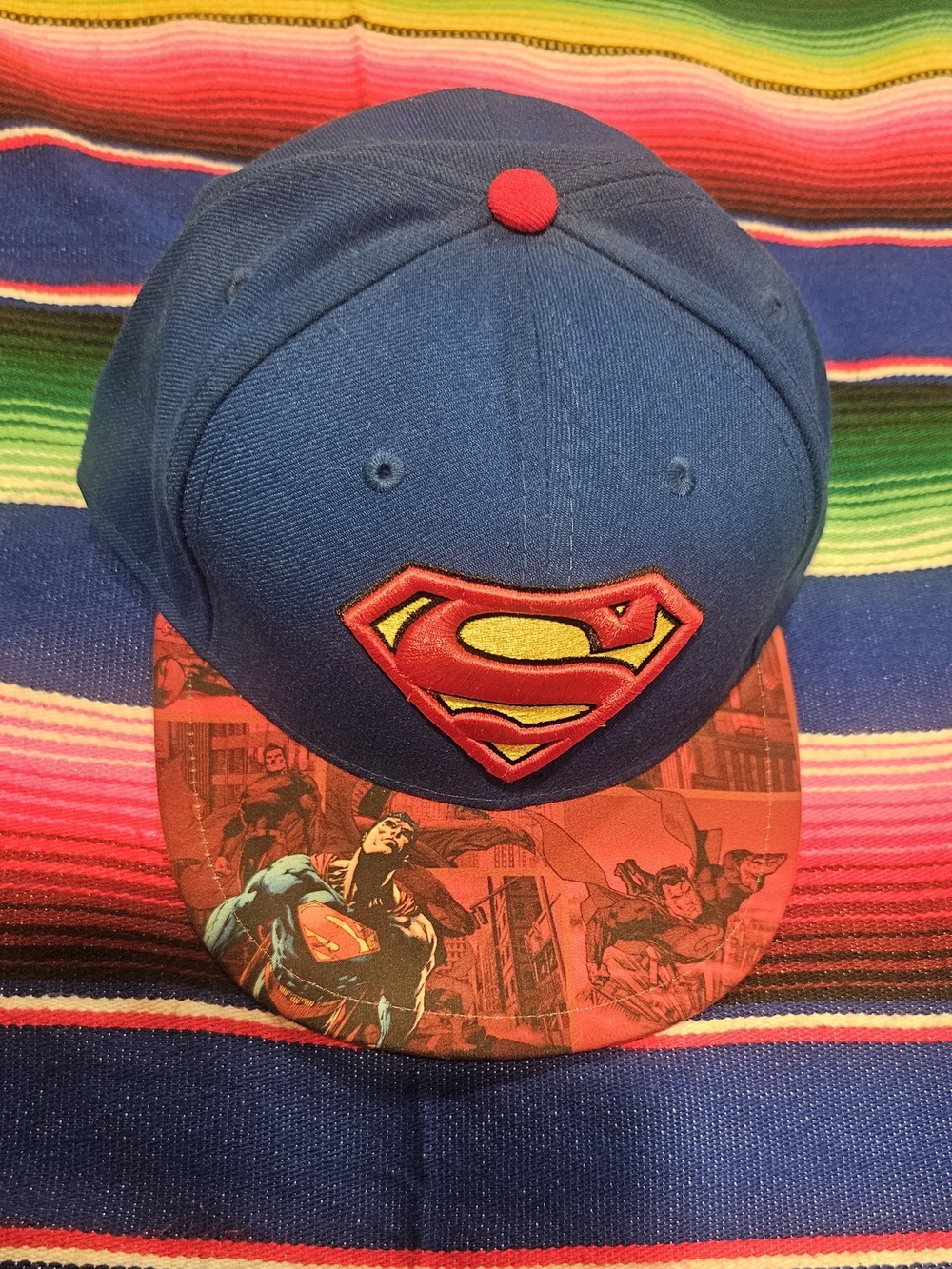Vintage MEN New Era Superman Fitted Hat - Blue and Red